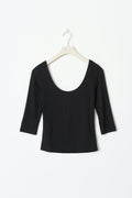 Soft touch scoop neck top - Noir