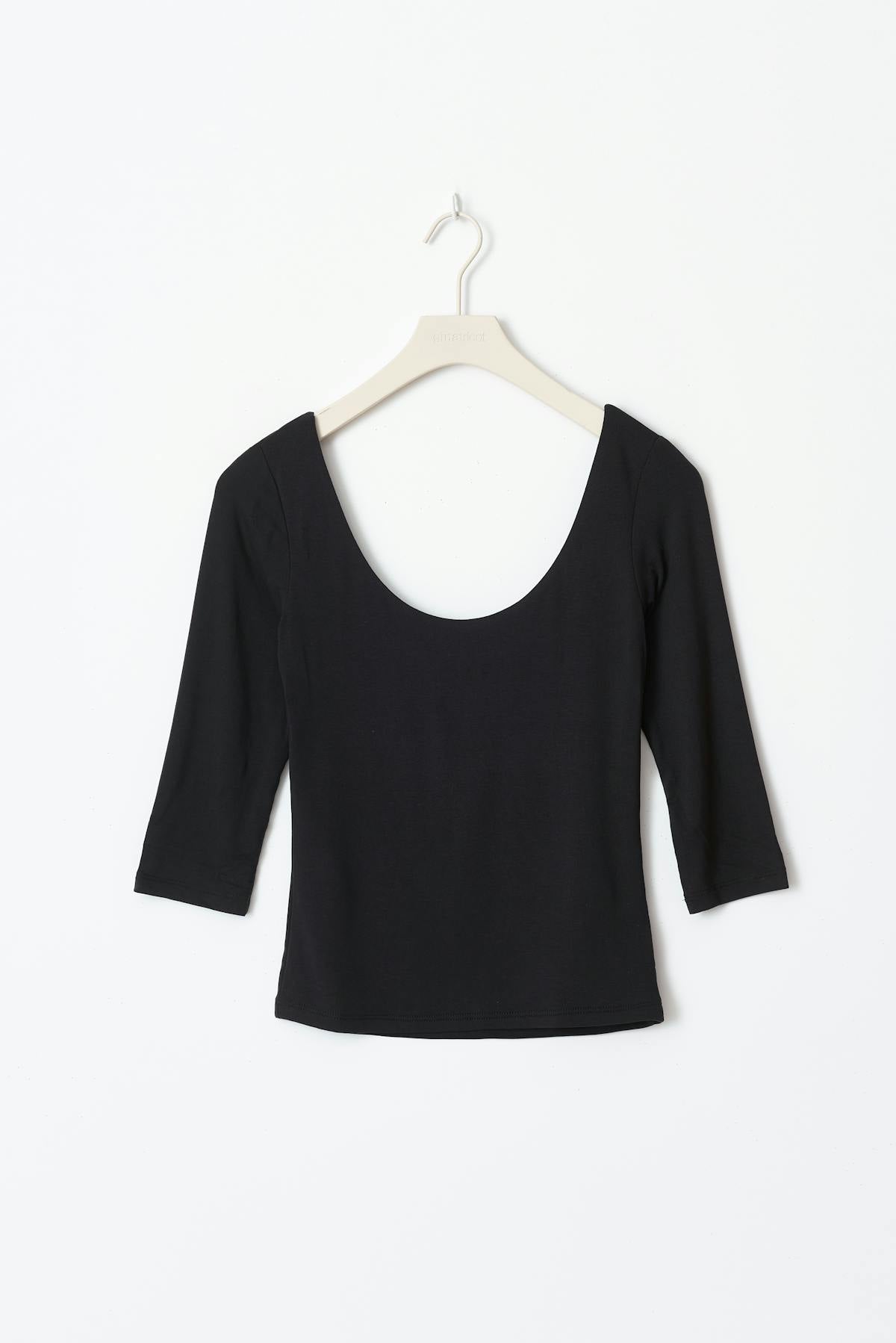 Soft touch scoop neck top - Noir