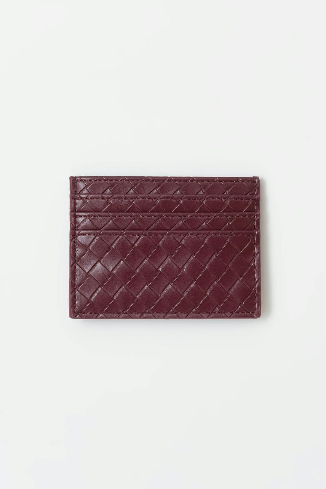 Braided card holder - Bordeaux foncé
