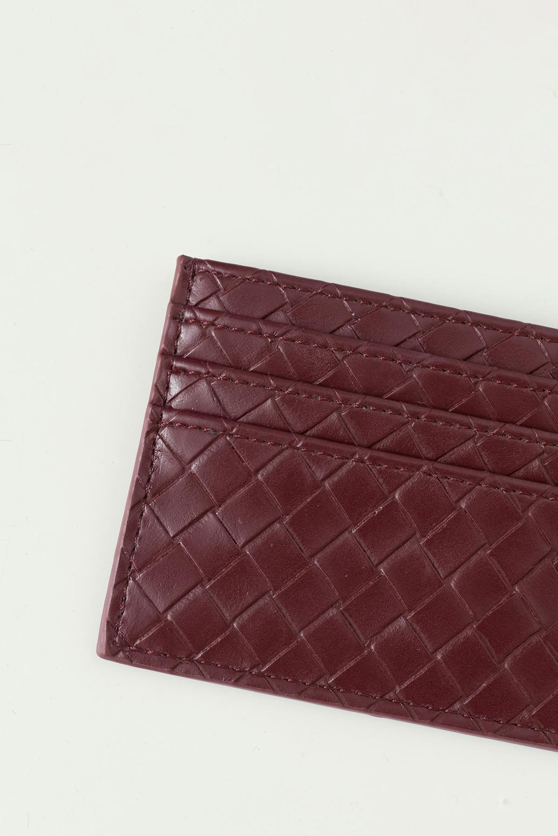 Braided card holder - Bordeaux foncé