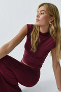 Soft touch funnel neck top - Noir