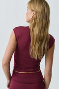 Soft touch funnel neck top - Tofu