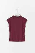 Soft touch funnel neck top - Tofu