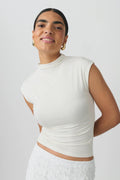 Soft touch funnel neck top - Pumice stone