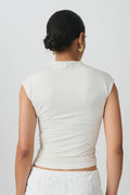 Soft touch funnel neck top - Pumice stone