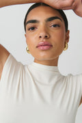 Soft touch funnel neck top - Noir