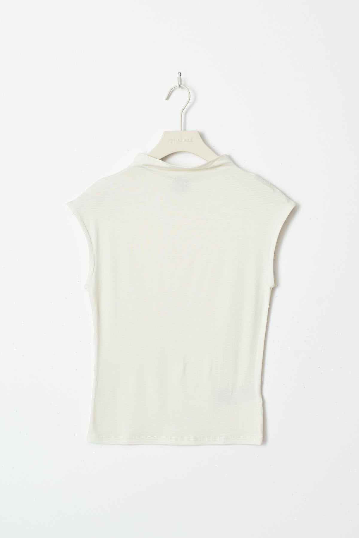 Soft touch funnel neck top - Noir