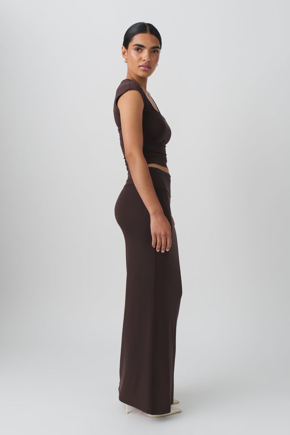 soft touch folded maxi skirt - Noir