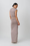 soft touch folded maxi skirt - Java