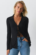 Tie front jersey shirt - Marron