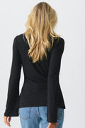 Tie front jersey shirt - Noir