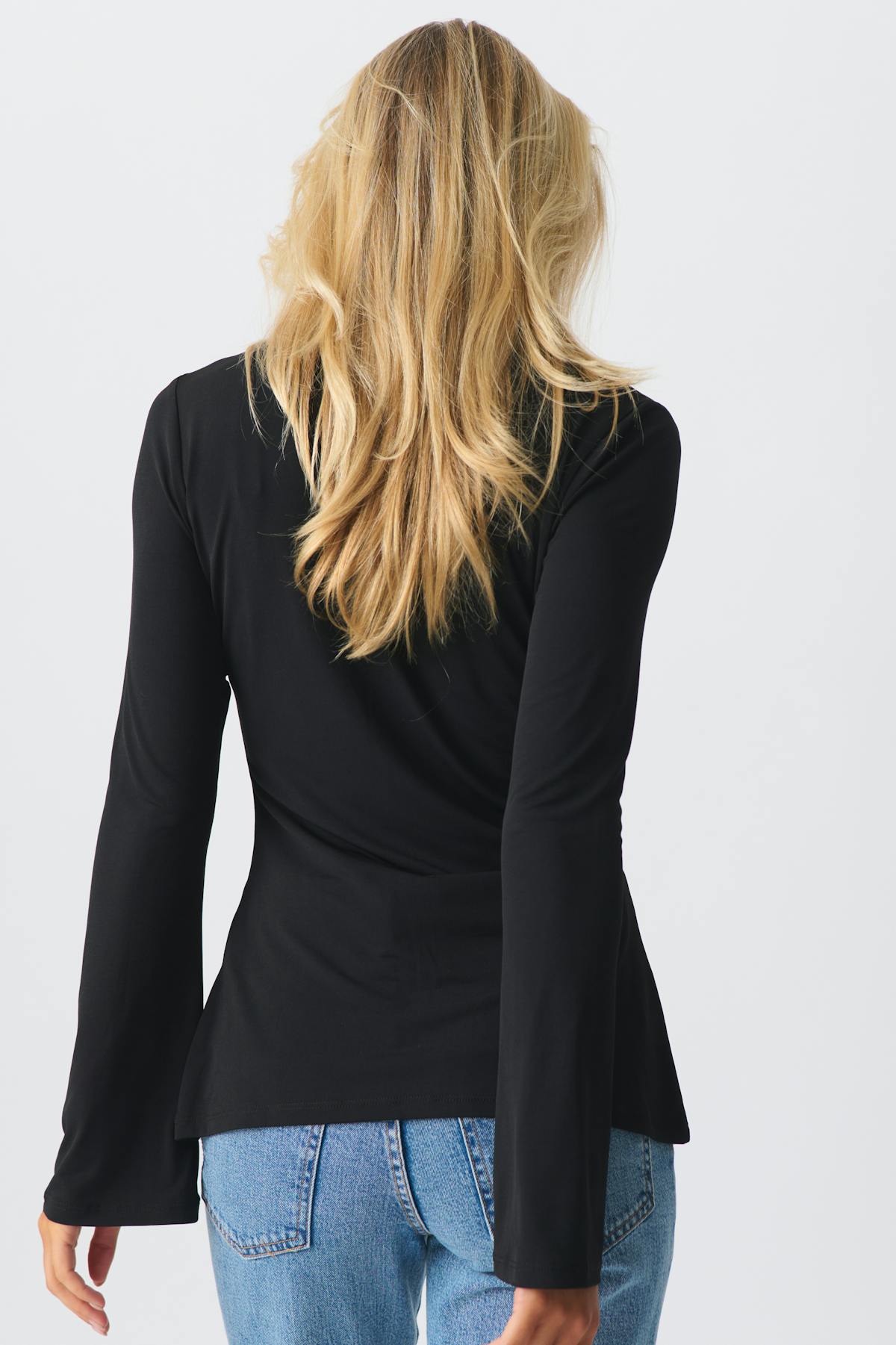 Tie front jersey shirt - Noir