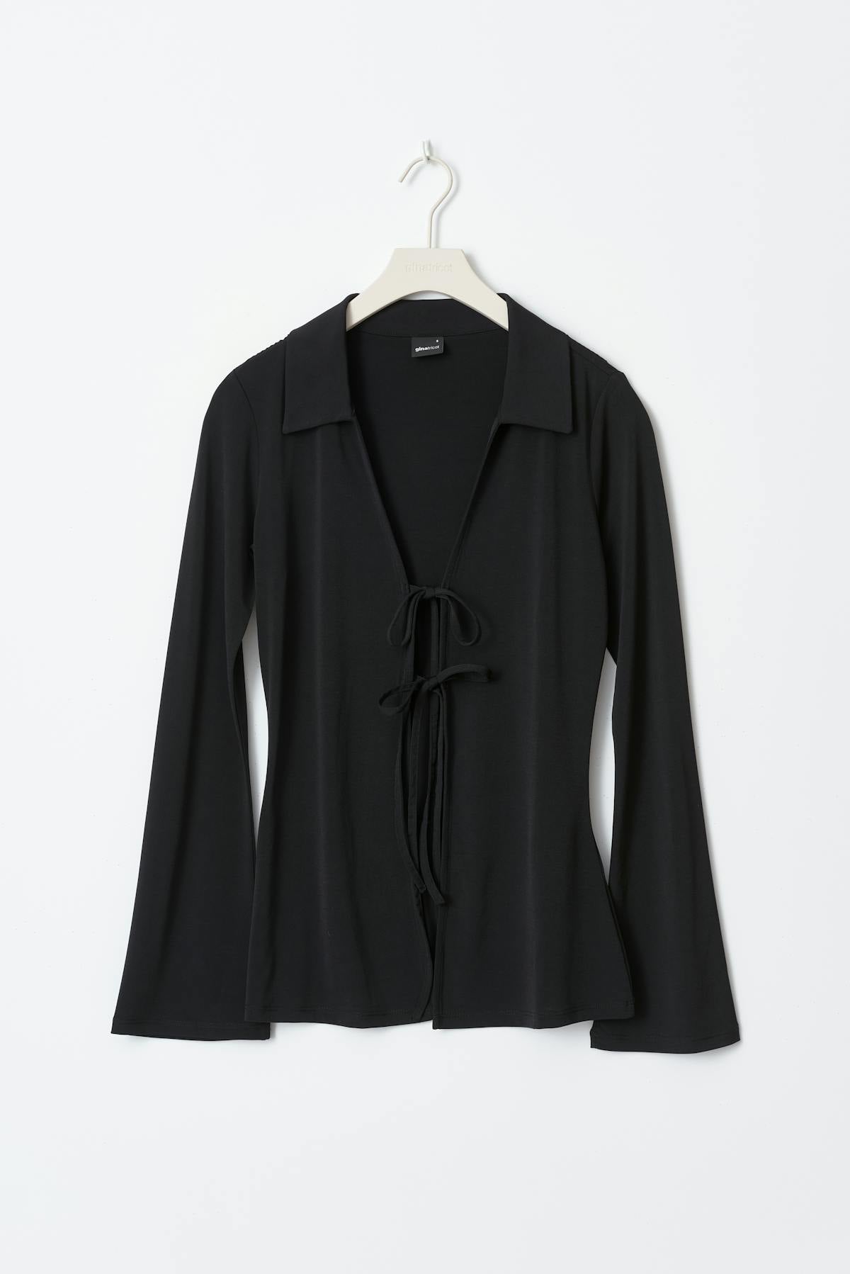 Tie front jersey shirt - Noir