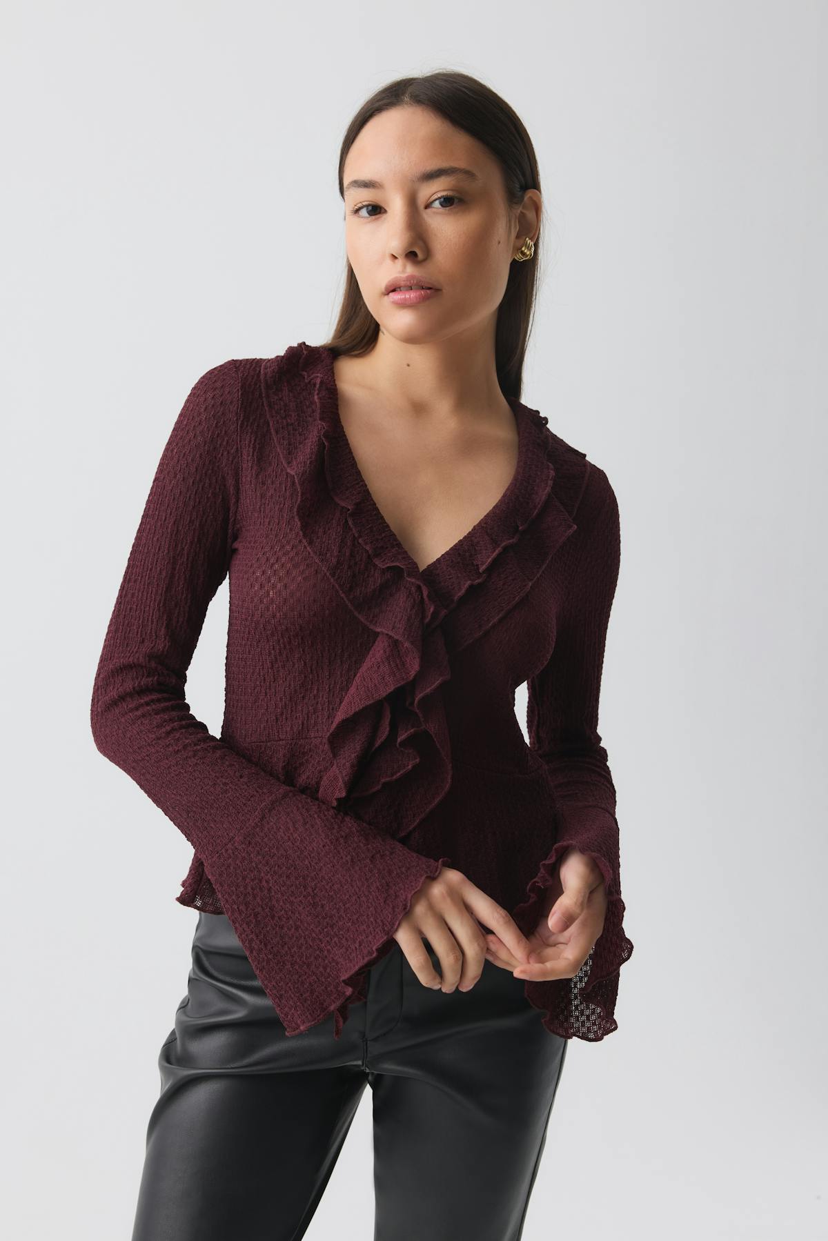 Frill top - Pale mauve