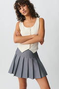 Pleated mini skirt - Lt grey melange
