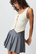 Pleated mini skirt - Lt grey melange