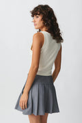 Pleated mini skirt - Lt grey melange
