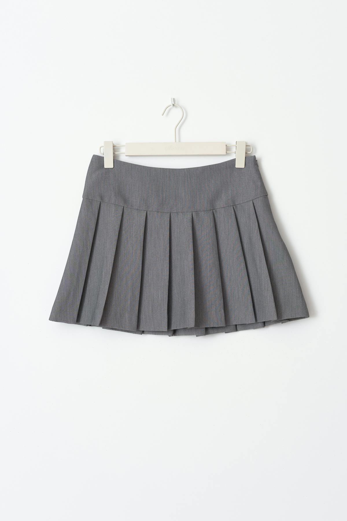 Pleated mini skirt - Lt grey melange
