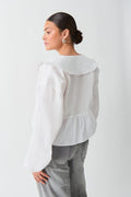 Tie collar blouse - Blanc