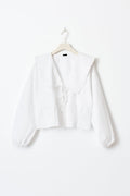 Tie collar blouse - Blanc