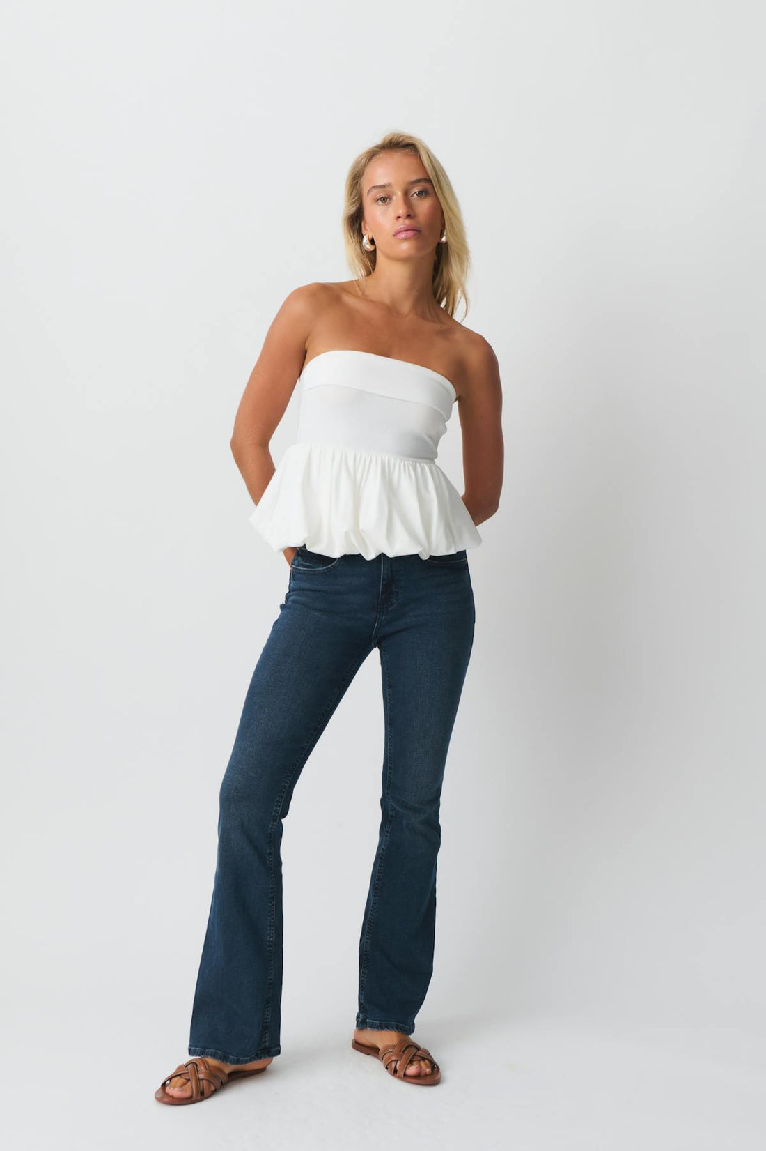 Balloon tube top - Blanc cassé