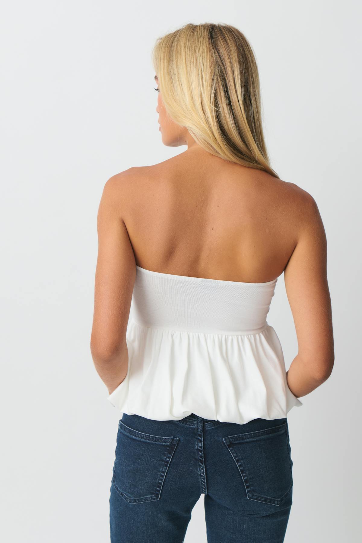 Balloon tube top - Blanc cassé