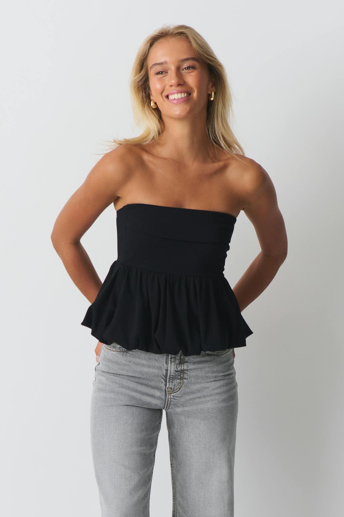 Balloon tube top - Blanc cassé