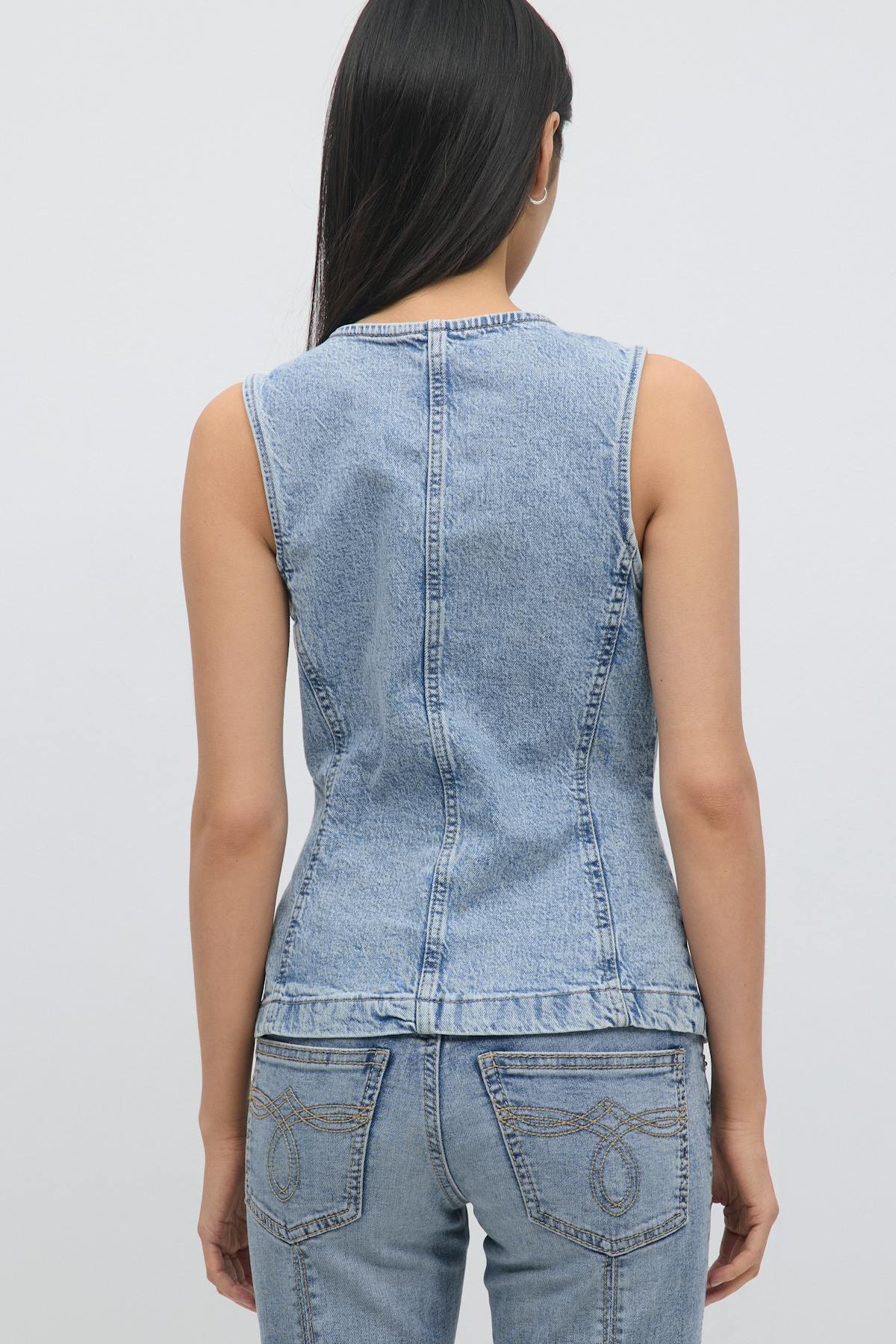 Tailored denim vest - Bleu clair
