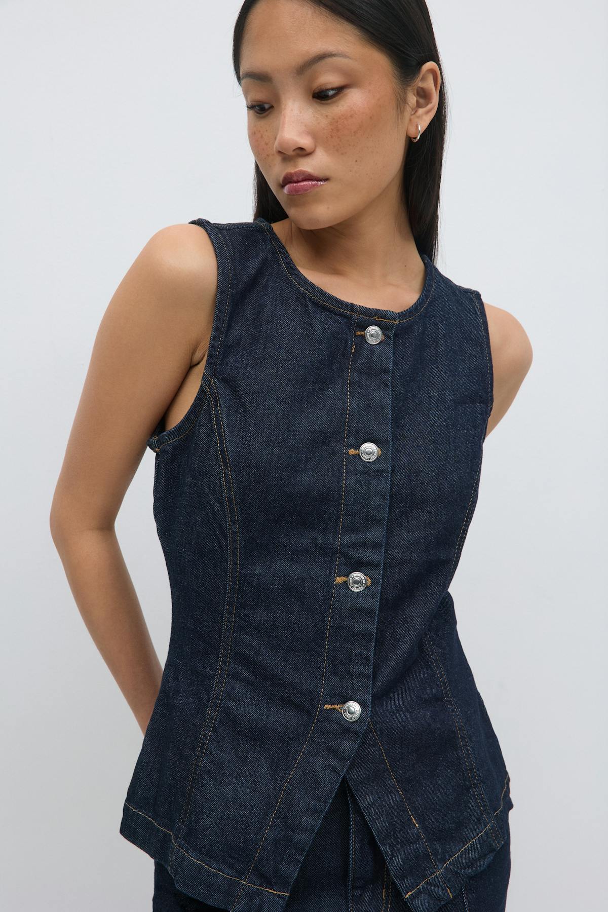 Tailored denim vest - Rinse