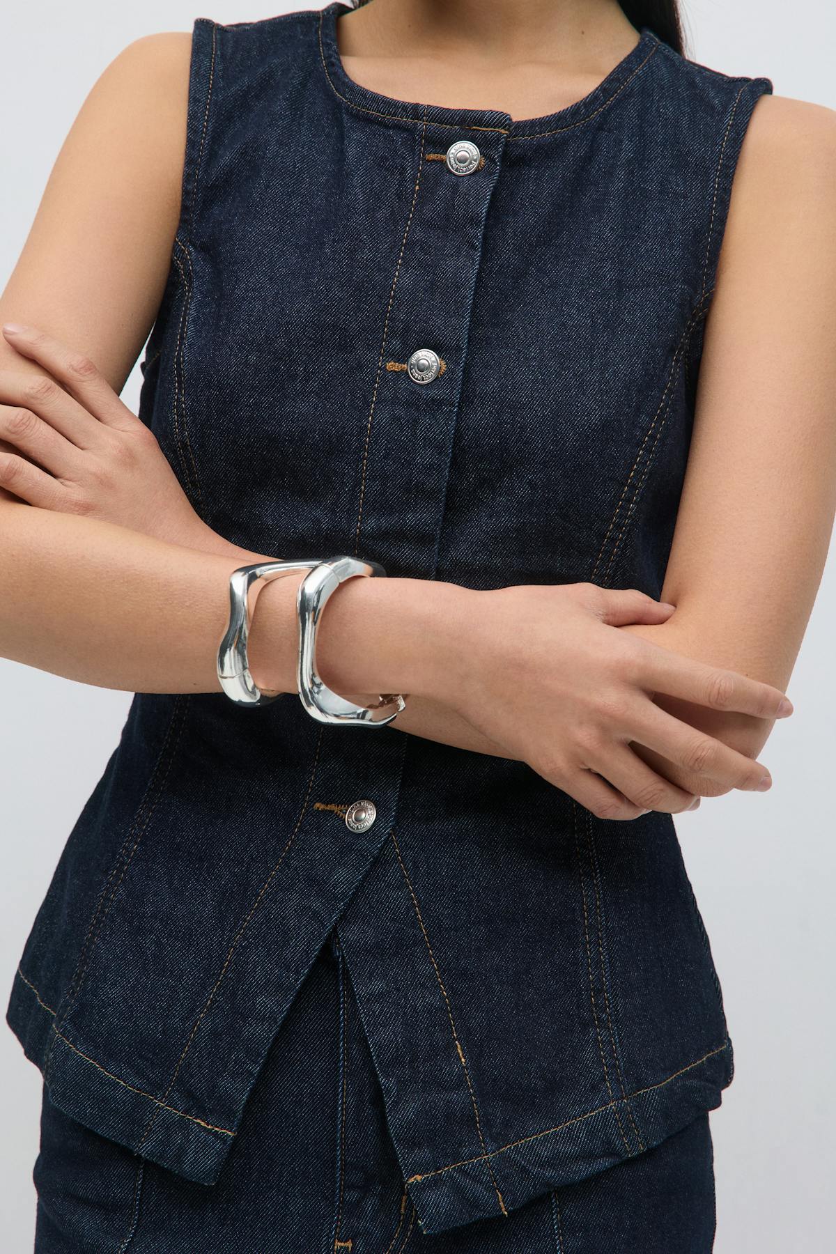 Tailored denim vest - Rinse