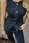 Tailored denim vest - Offblack