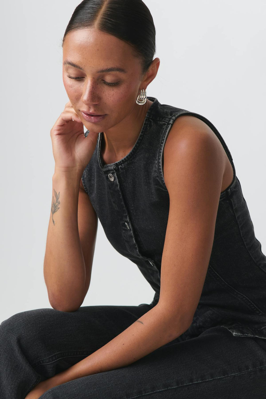 Tailored denim vest - Offblack