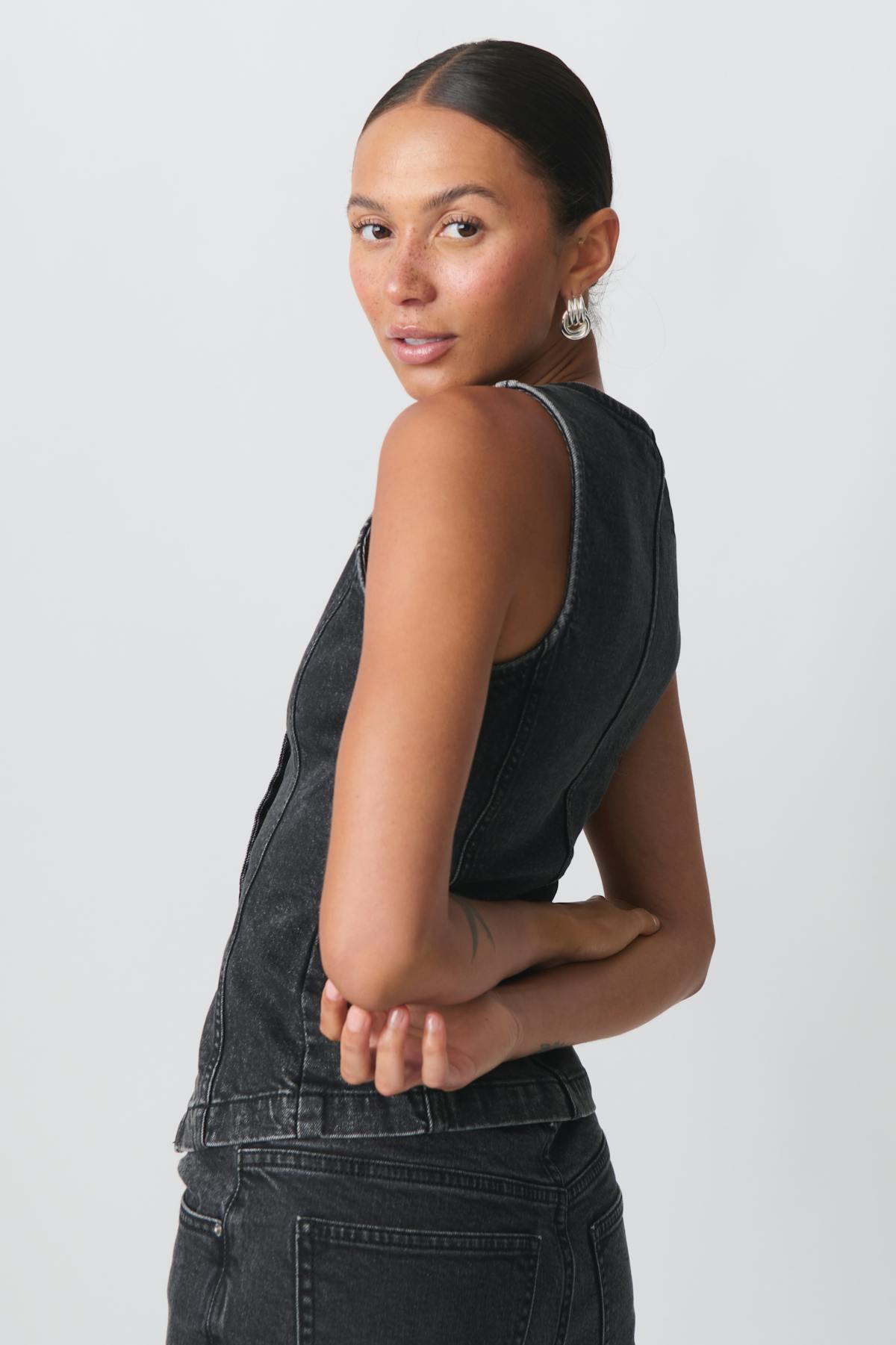Tailored denim vest - Offblack