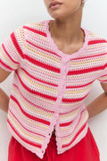 Knitted crochet cardigan - Crème