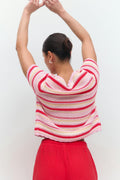 Knitted crochet cardigan - Crème