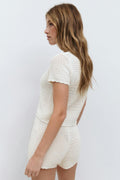 Knitted crochet cardigan - Bright white