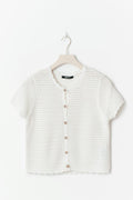 Knitted crochet cardigan - Bright white