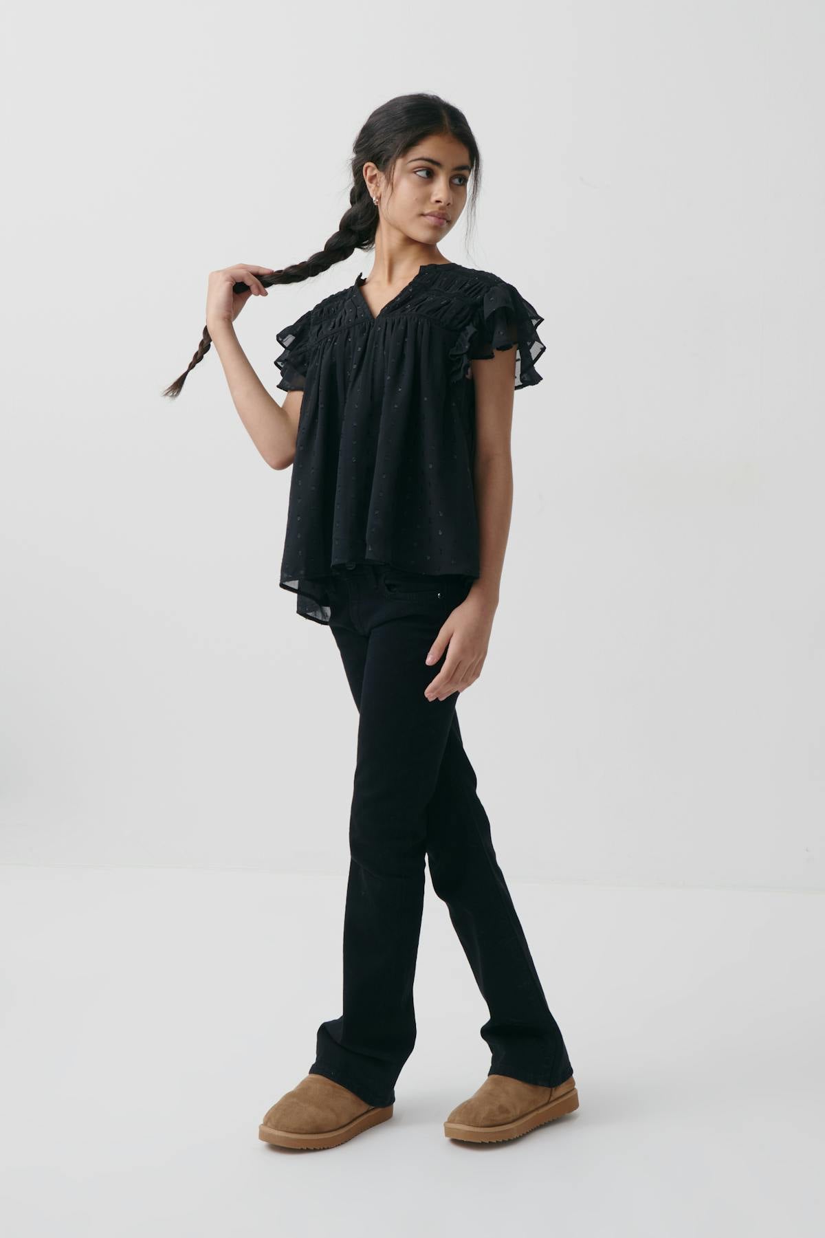 Y frill top - Noir