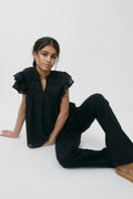 Y frill top - Noir