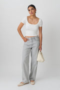 Short sleeve tight top - Blanc cassé