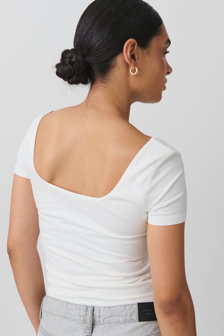Short sleeve tight top - Blanc cassé