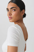 Short sleeve tight top - Blanc cassé