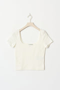 Short sleeve tight top - Blanc cassé