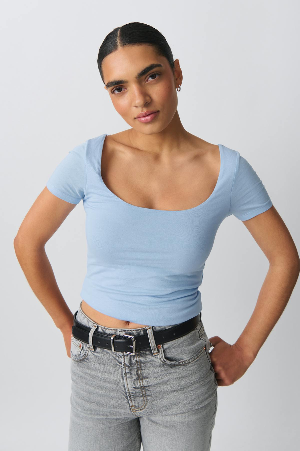 Short sleeve tight top - Blanc cassé