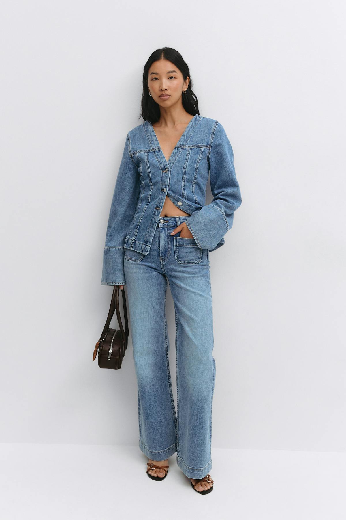 Front pocket flare jeans - Sable clair