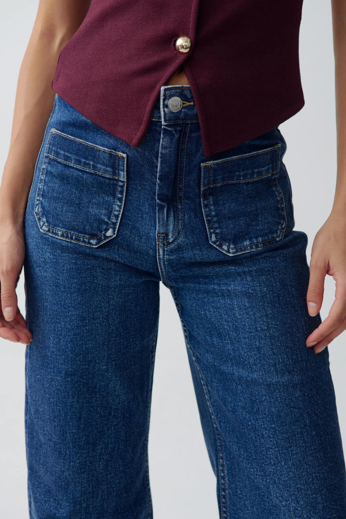Front pocket flare jeans - Mid blue