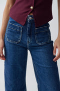 Front pocket flare jeans - Mid blue