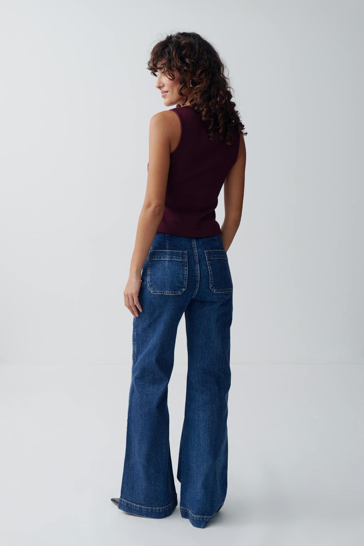 Front pocket flare jeans - Mid blue