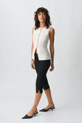 Linen blend vest - Lt linen beige