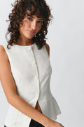Linen blend vest - Lt linen beige